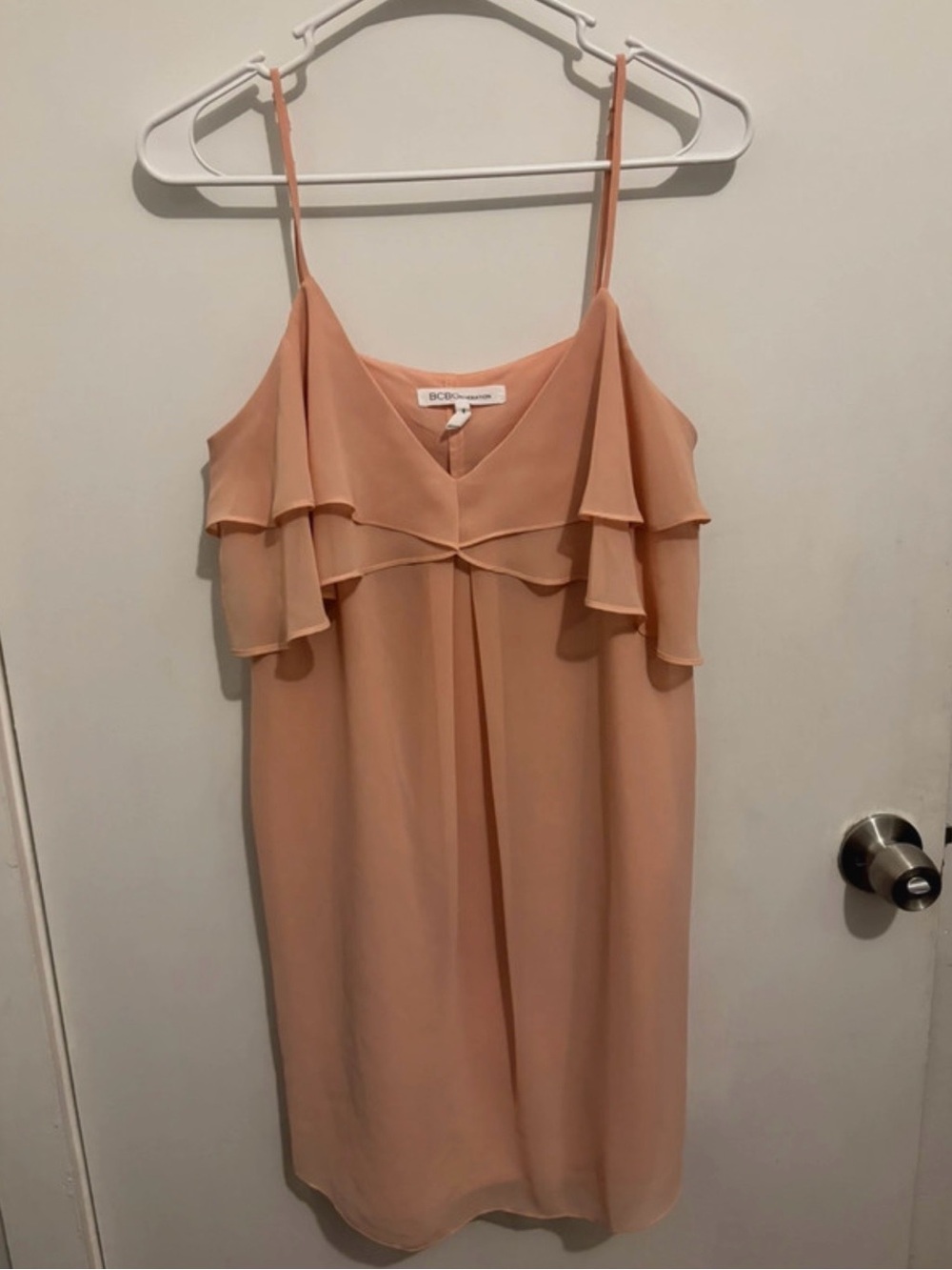 BCBGeneration Peach Ruffle Slip Mini Dress
